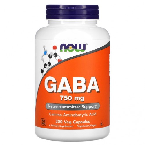 NOW Foods, GABA, 750mg, 베지 캡슐 200정