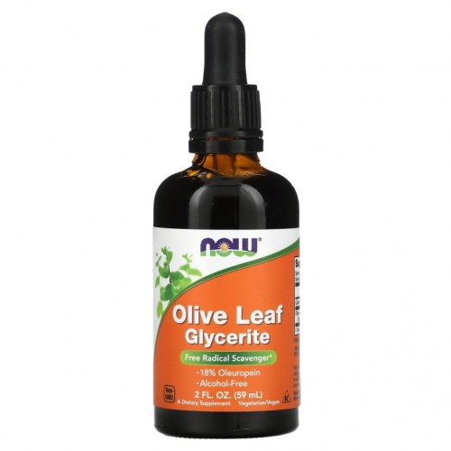 NOW Foods, 올리브 잎 글리세린제(Glycerite), 알콜 프리, 2 fl oz (60 ml)