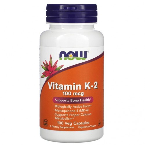 NOW Foods, 비타민 K-2, 100 mcg, 100 식물성 캡슐