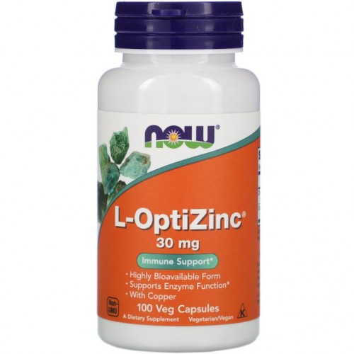 NOW Foods, L-OptiZinc, 30 mg, 100 식물성 캡슐