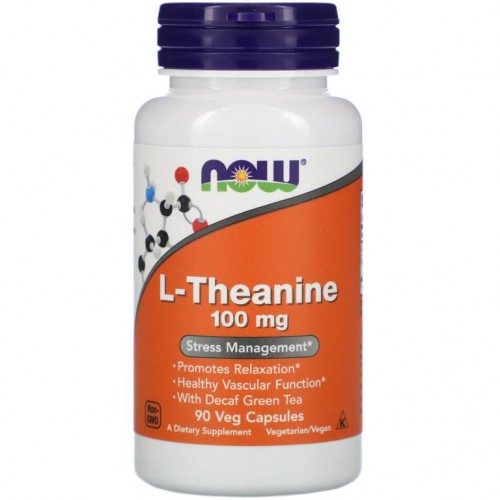 NOW Foods, L-테아닌, 100mg, 베지 캡슐 90정