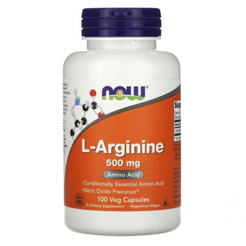 NOW Foods, L-아르기닌, 500mg, 베지 캡슐 100정