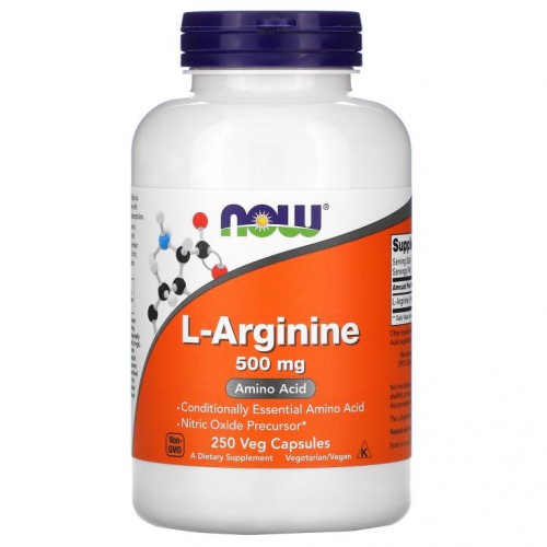 NOW Foods, L-아르기닌, 500mg, 베지 캡슐 250정