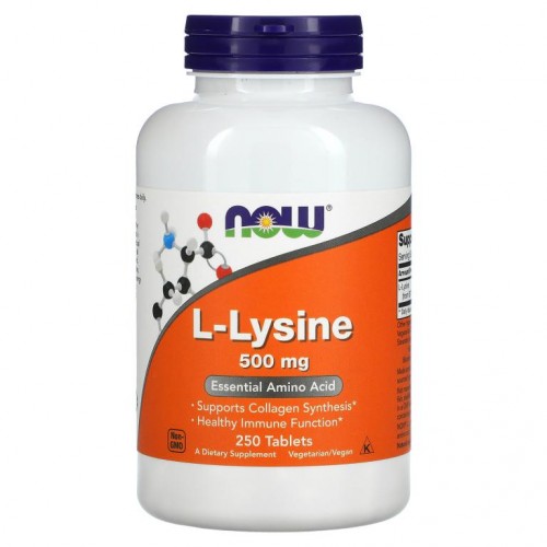 NOW Foods, L-라이신, 500mg, 250정