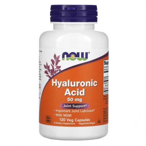 NOW Foods, MSM 함유 히알루론산, 50mg, 베지 캡슐 120정