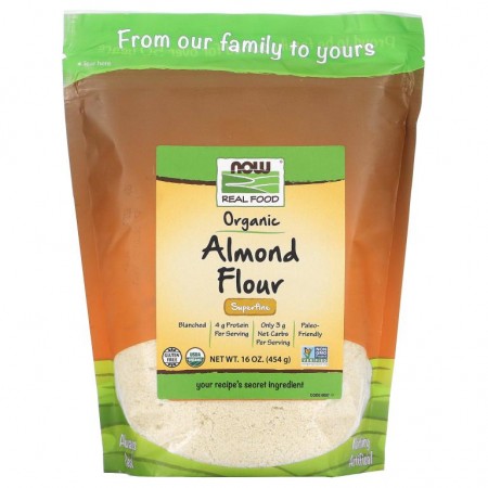 NOW Foods, Real Food, 유기농 아몬드 가루, 슈퍼 파인, 454g(16oz)