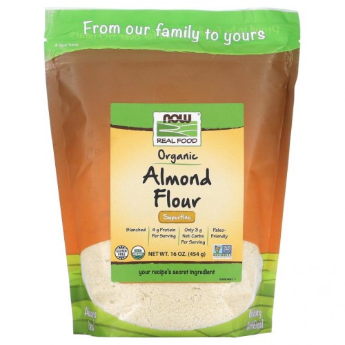 NOW Foods, Real Food, 유기농 아몬드 가루, 슈퍼 파인, 454g(16oz)