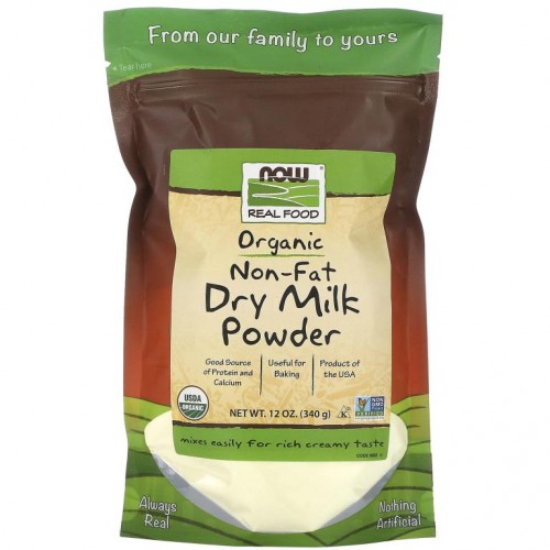 NOW Foods, Real Food, 유기농 탈지 분유, 340g(12oz)