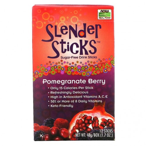 NOW Foods, Real Food, Slender Sticks, 석류 베리, 스틱 12포, 각 4g(0.14oz)