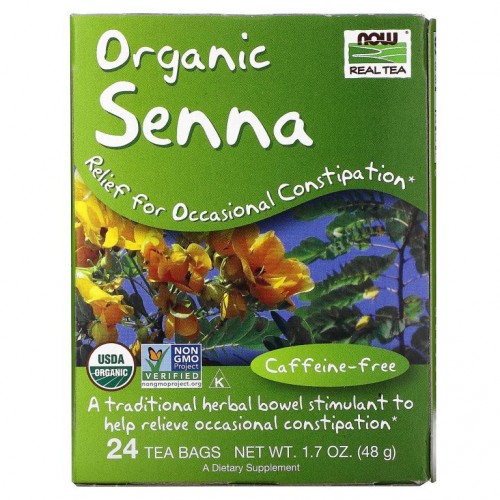 NOW Foods, Real Tea, 유기농 센나, 카페인 무함유, 티백 24개, 48g(1.7oz)