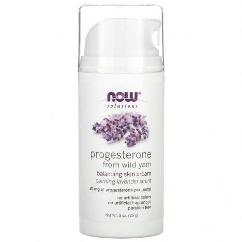 NOW Foods, Solutions, 야생 얌에서 추출한 프로게스테론, 밸런싱 스킨 크림, 카밍 라벤더, 85g(3oz)