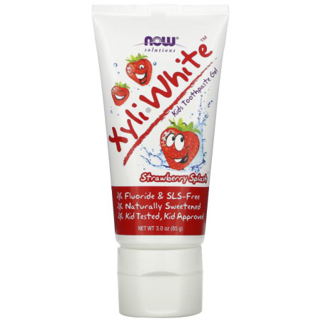 NOW Foods, Solutions, 자일리화이트, 어린이 치약 겔, 딸기 스플래쉬, 85g(3oz)