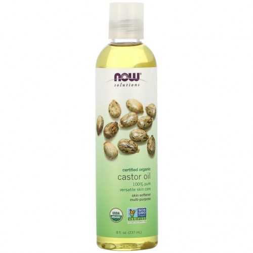 NOW Foods, Solutions, 유기농 인증 캐스터오일, 237ml(8fl oz)