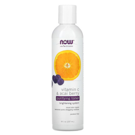 NOW Foods, Solutions, 퓨리파잉 토너, 비타민 C & 아사이 베리, 8fl oz(237ml)