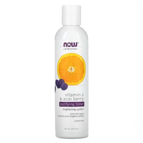 NOW Foods, Solutions, 퓨리파잉 토너, 비타민 C & 아사이 베리, 8fl oz(237ml)