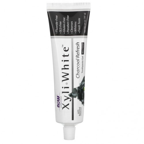 NOW Foods, Solutions, XyliWhite, 숯 리프레시, 치약(젤타입), 민트, 181g(6.4oz)