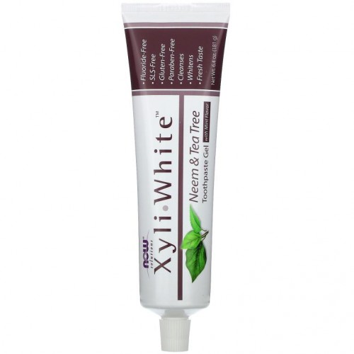 NOW Foods, Solutions, XyliWhite, 치약(젤 타입), 멀구슬 & 티트리, 민트, 181g(6.4oz)