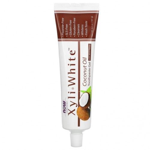 NOW Foods, Solutions, XyliWhite, 코코넛오일 치약(젤타입), 민트, 181g(6.4oz)