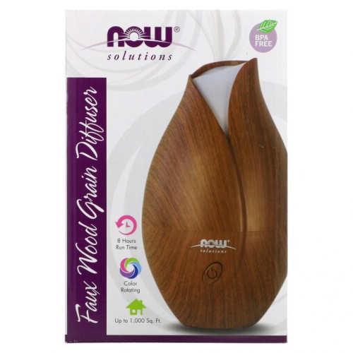 NOW Foods, Solutions, 초음파 모조 우드 그레인 디퓨저, 1개입