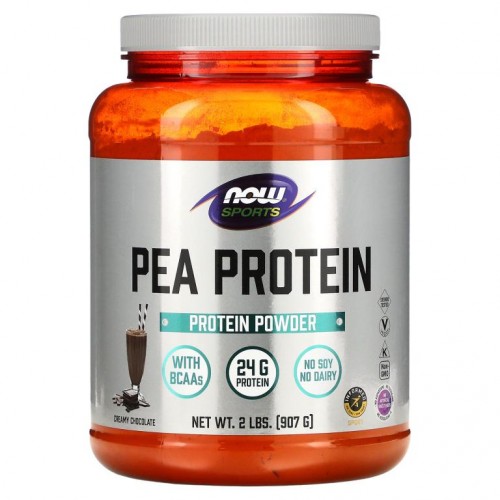 NOW Foods, Sports, 완두콩 단백질, 크리미 초콜릿, 907g(2lbs)