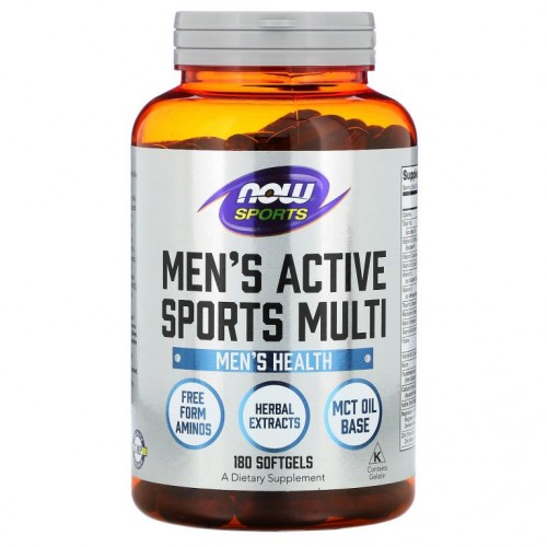 NOW Foods, Sports, 멘스 액티브 스포츠 멀티, 소프트젤 180정
