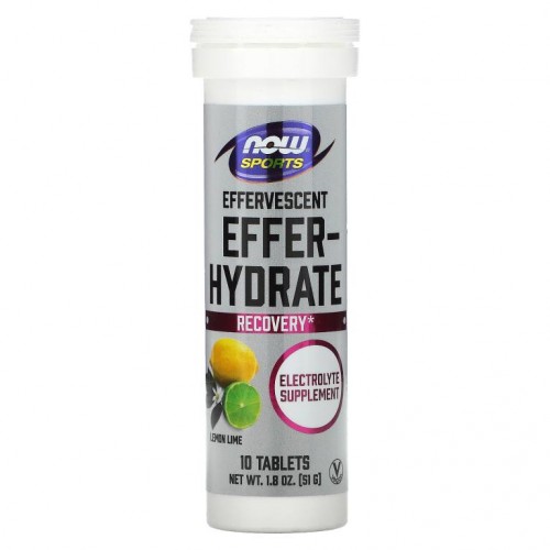 NOW Foods, Sports, Effer-Hydrate, 레몬 라임, 10정, 51g(1.8oz)
