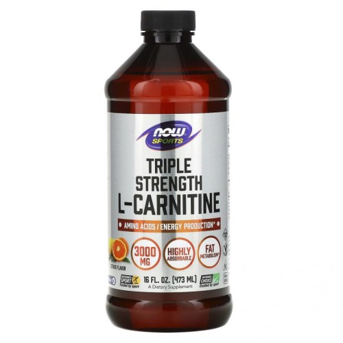 NOW Foods, Sports, 삼중 Strength L-카르니틴 액상, 감귤류, 3,000mg, 473ml(16fl oz)