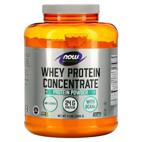 NOW Foods, Sports, 유청 단백질 농축물 프로틴 파우더, 무맛, 2,268g(5lbs)