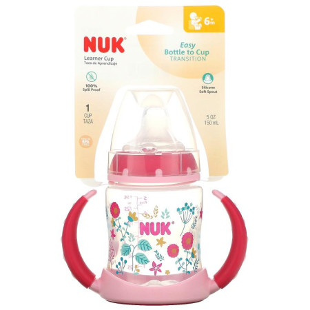 NUK, 러너 컵, 생후 6개월 이상, 핑크, 컵 1개, 150ml(5oz)