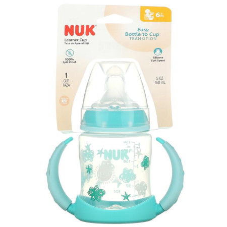 NUK, 러너 컵, 6개월 이상, 아쿠아, 컵 1개, 150ml(5oz)
