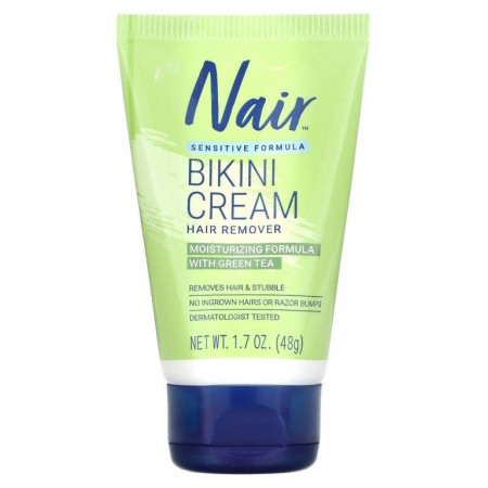 Nair, 헤어 리무버, 비키니 크림, 민감성 포뮬러, 녹차 함유, 48g(1.7oz)