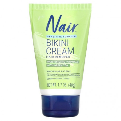Nair, 헤어 리무버, 비키니 크림, 민감성 포뮬러, 녹차 함유, 48g(1.7oz)