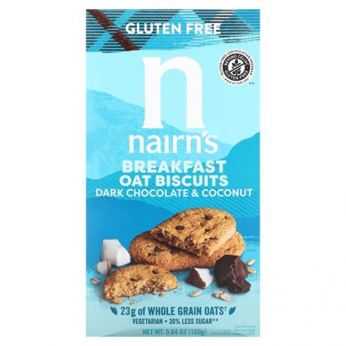 Nairn's, Breakfast Oat Biscuits, Dark Chocolate & Coconut, 5.64 oz (160 g)