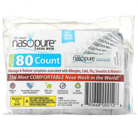 Nasopure, 비강 세척, 밸류 리필 키트, 80개