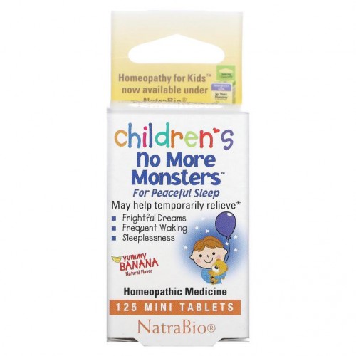 NatraBio, Children's No More Monsters, 맛있는 바나나맛, 미니 정제 125정