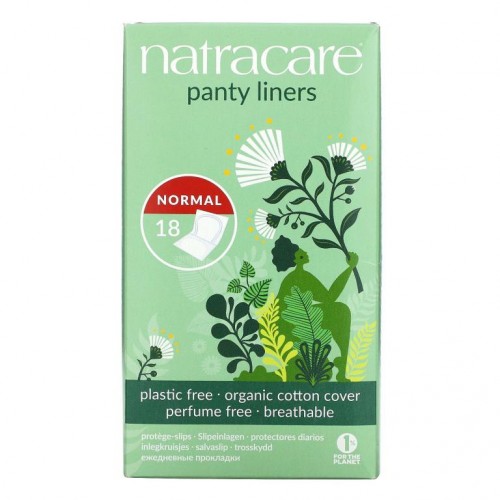 Natracare, 팬티 라이너, 유기농 면 커버, 일반, 18개입