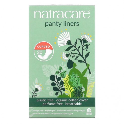Natracare, 팬티 라이너, 유기농 면 커버, 커브형, 30개입