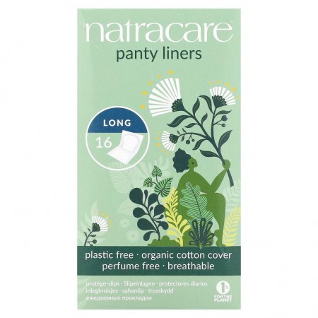 Natracare, 유기농 팬티 라이너, 롱, 16개입