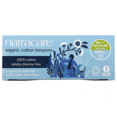 Natracare, 유기농 순면 탐폰, 레귤러 노말, 20개입