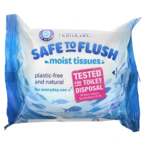 Natracare, Safe to Flush, 물티슈, 티슈 30장
