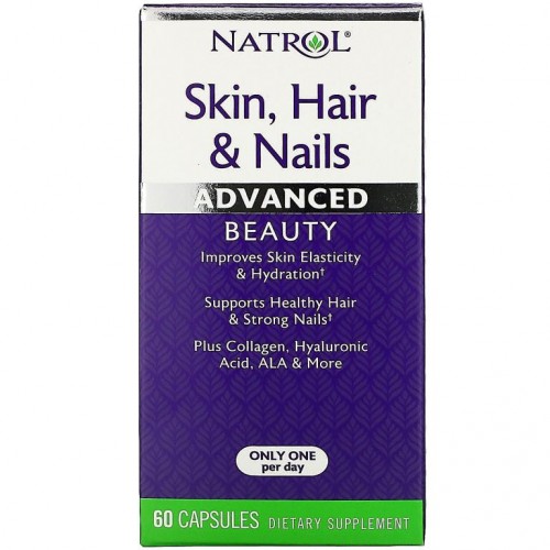 Natrol, 피부, 모발 및 손발톱, 어드밴스드 뷰티, 캡슐 60정