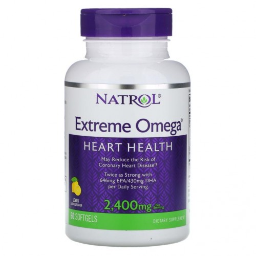 Natrol, 익스트림 오메가, 레몬 맛, 1,200 mg, 60 소프트젤
