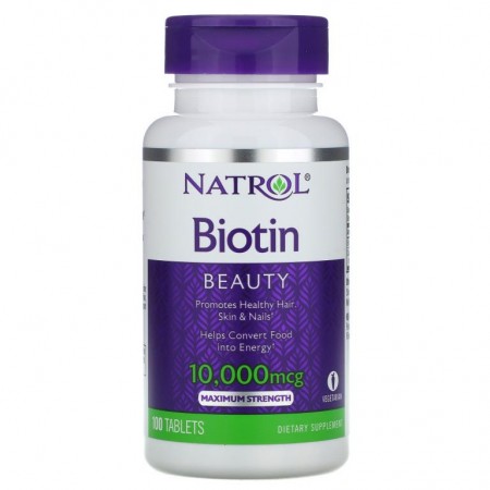 Natrol, 비오틴, 고강도, 10,000mcg, 100정
