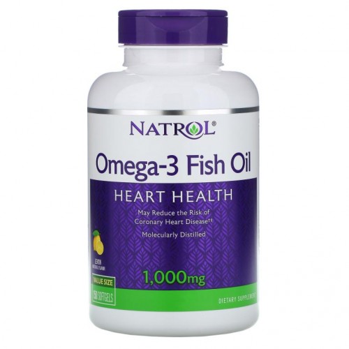 Natrol, 오메가3 피쉬 오일, 천연 레몬 맛, 1,000mg, 소프트젤 150정