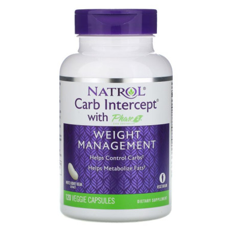 Natrol, Phase 2 Carb Controller 함유 Carb Intercept, 1,000mg, 베지 캡슐 120정