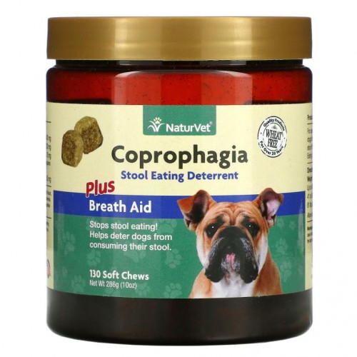 NaturVet, Coprophagia, 식분증 억제 및 입냄새 완화, 소프트츄 130개, 286g(10oz)