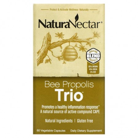 NaturaNectar, Bee Propolis Trio, 베지 캡슐 60정