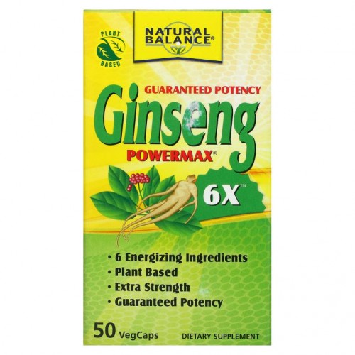 Natural Balance, Ginseng Powermax 6X, 베지 캡슐 50정