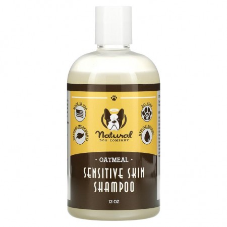 Natural Dog Company, 민감한 피부용 샴푸, 향료 무함유, 오트밀, 12oz