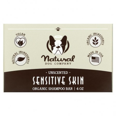 Natural Dog Company, 유기농 샴푸바 비누, 민감성 피부용, 무향, 4oz